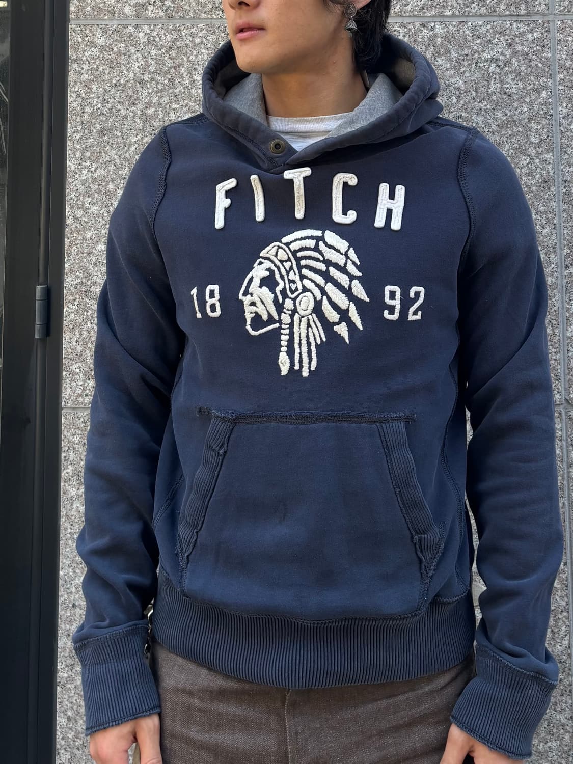 아베크롬비 인디언 자수 네이비 후드티  상품이미지2