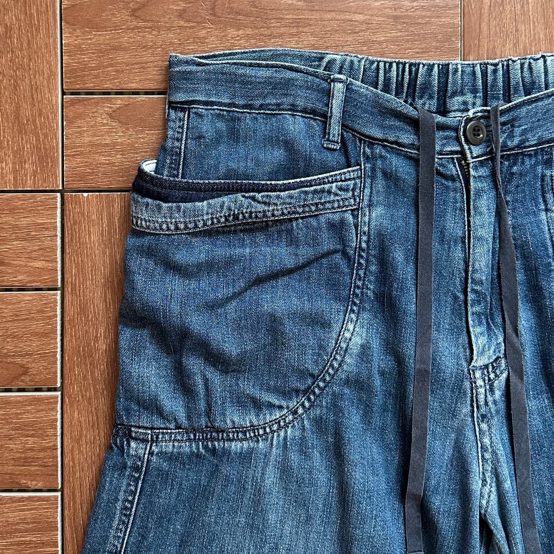 Deep blue wide denim shorts 상품이미지6