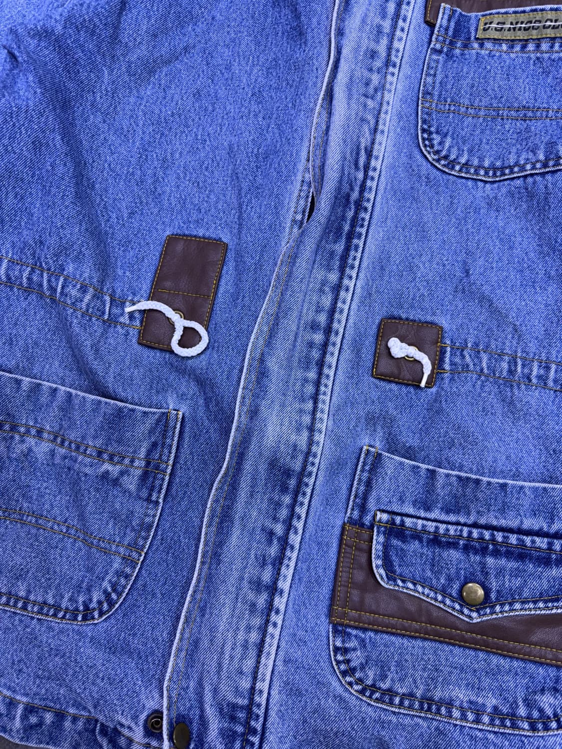 US 나이스 클럽 빈티지 유틸리티 가죽패치 데님자켓 L 상품이미지6