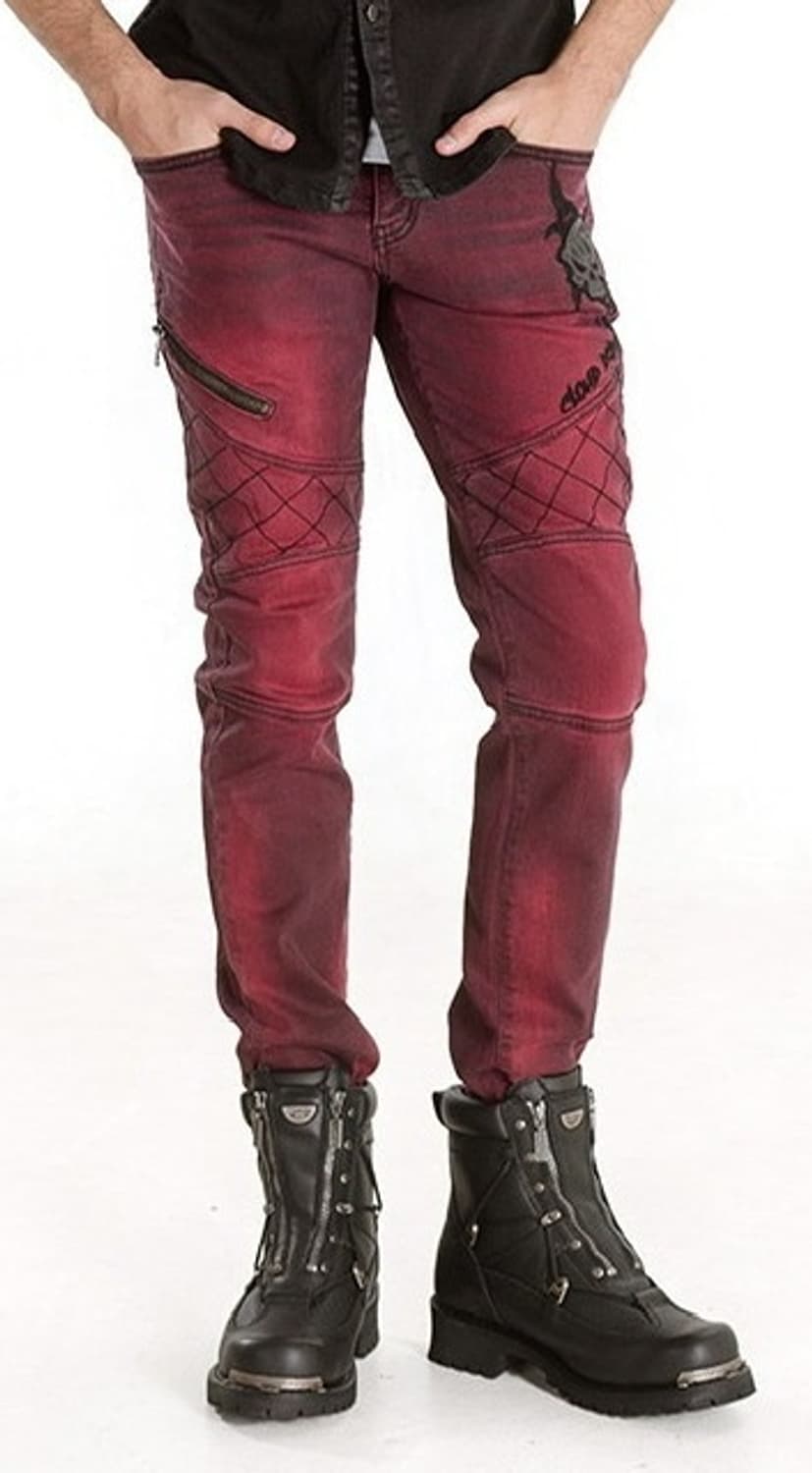 자주와인 스컬자수 데님진 상품이미지1