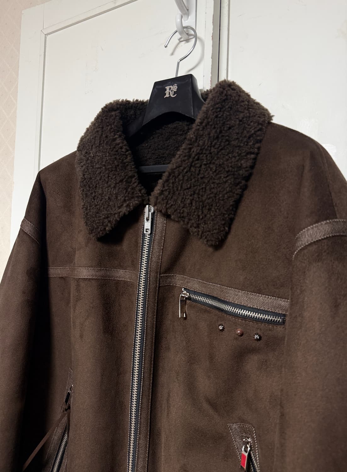 RSSC 데님 믹스 무스탕 봄버 자켓 브라운 2 상품이미지9