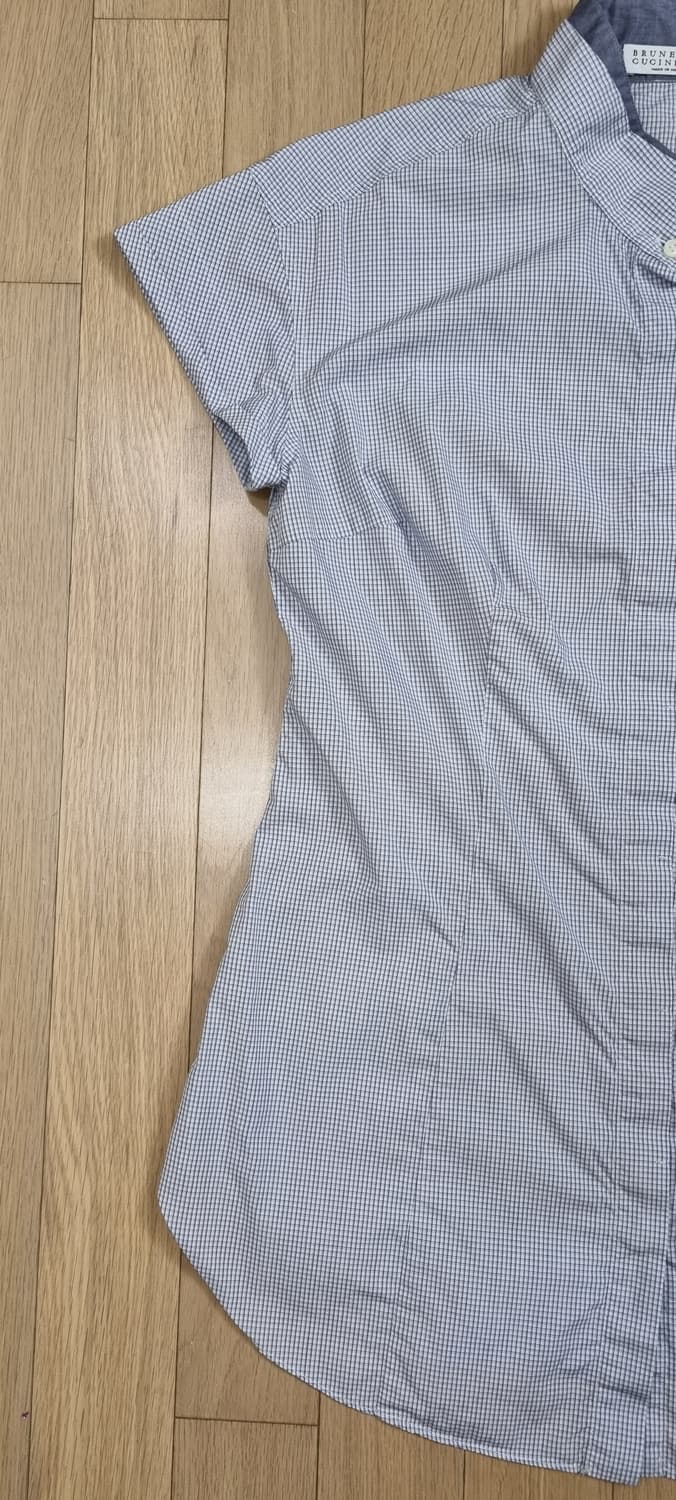 브루넬로 쿠치넬리 블루체크 반팔 셔츠 S _ 여성 상품이미지3