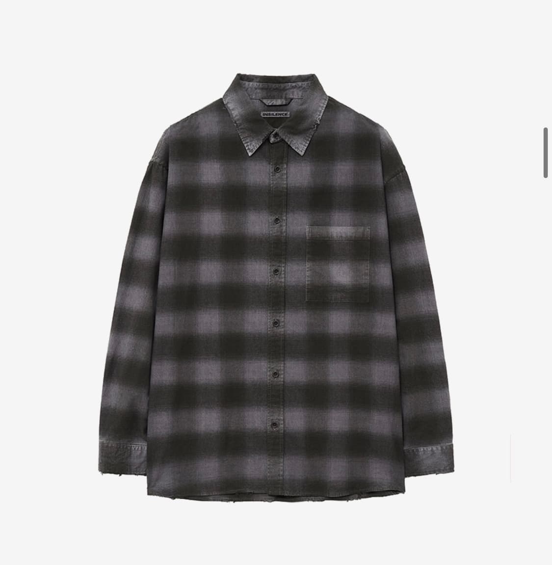 인사일런스 디스트로이드 다잉 체크 셔츠 GREY L사이즈 상품이미지1