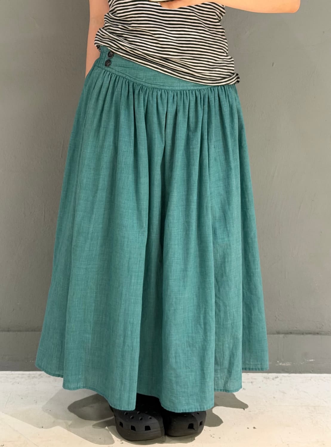 side button point mint long skirt 상품이미지1