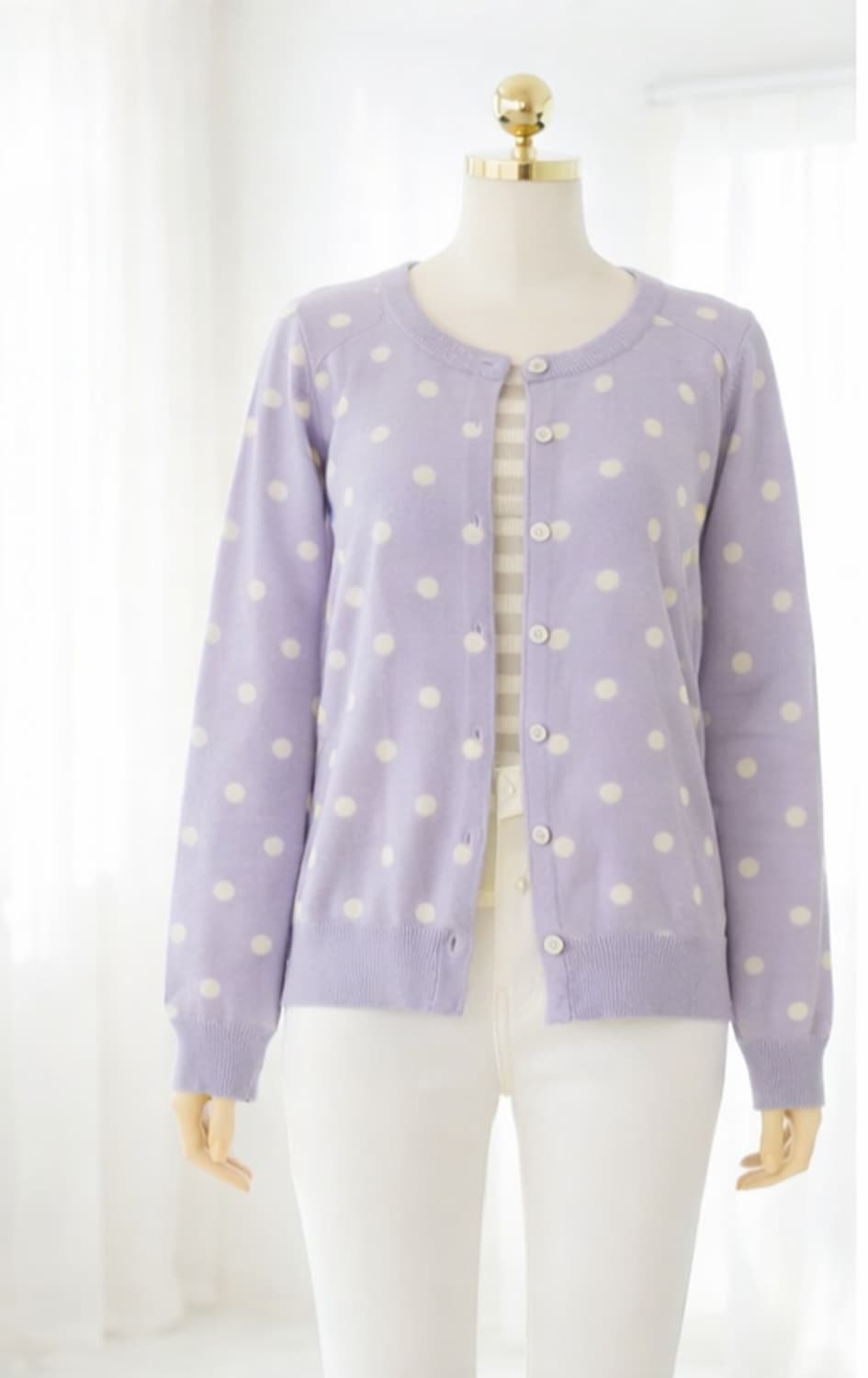 보라 땡땡 가디건66 새상품  상품이미지1