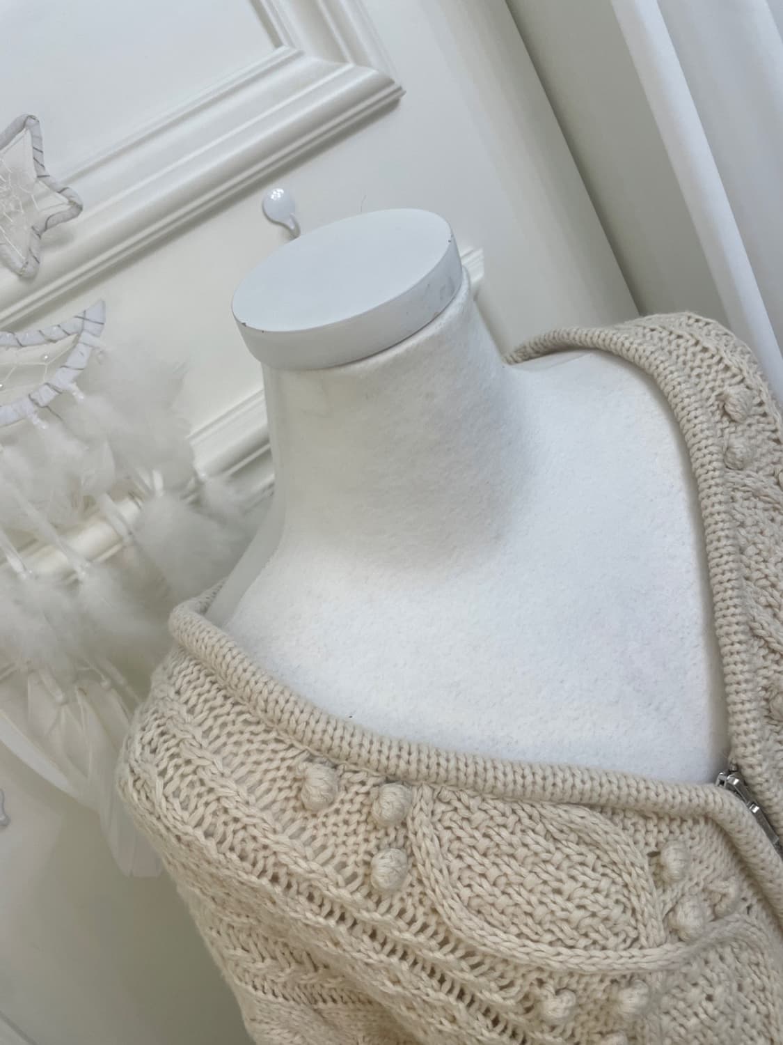 ivory twist pongpong point cute zip-up 상품이미지7