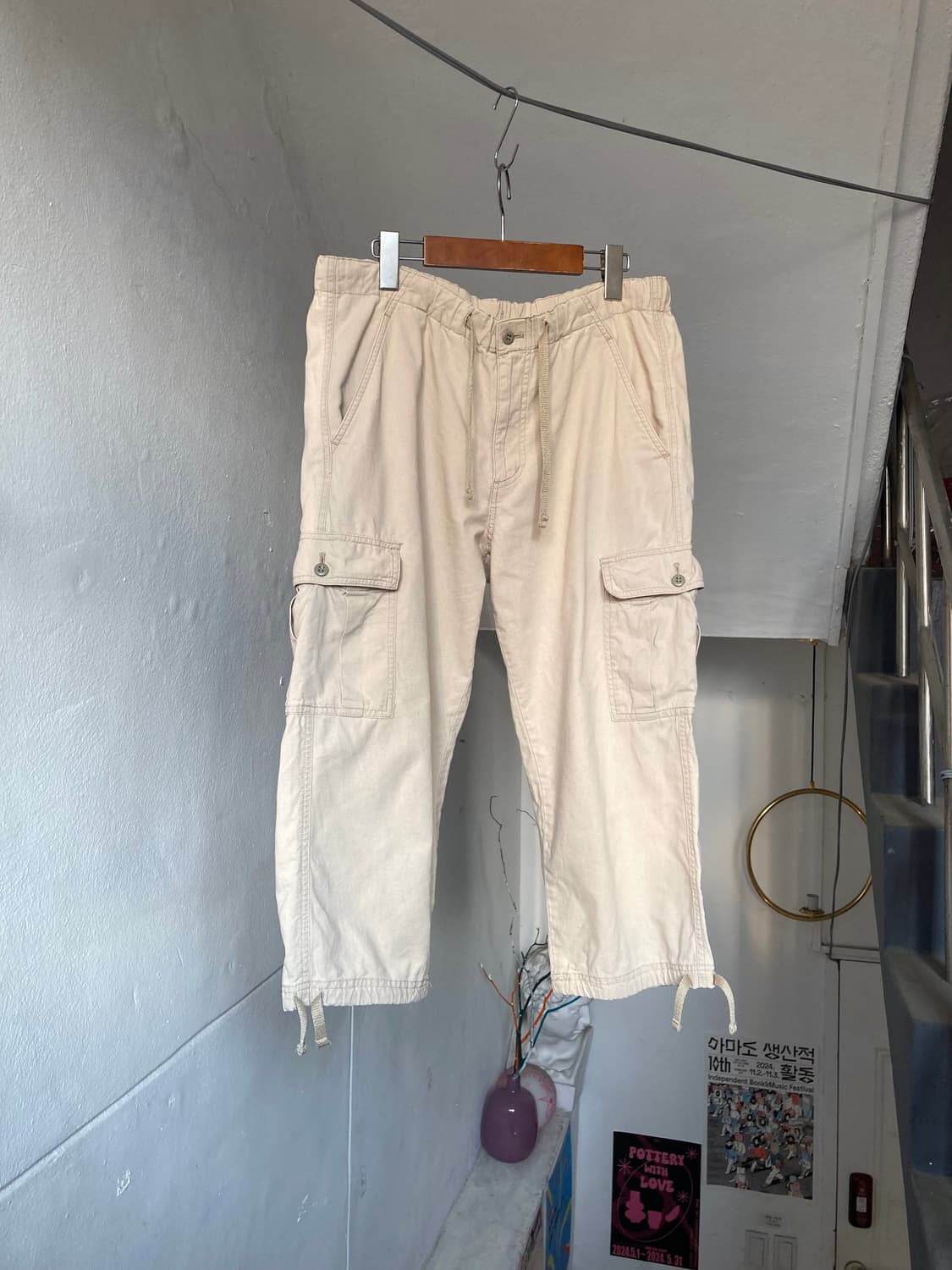 빈티지 7부 카고 스트링 팬츠 상품이미지1