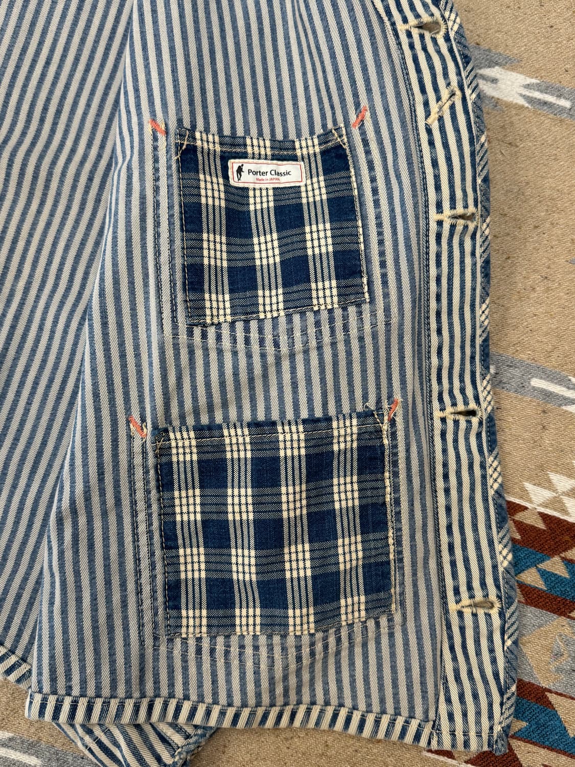 [L] 포터클래식 패치워크 스트라이프 블루종 데님 자켓  상품이미지7