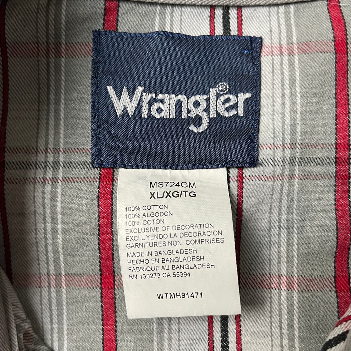 WRANGLER 랭글러 빈티지 그레이 체크 웨스턴 코튼셔츠 A00483 상품이미지8