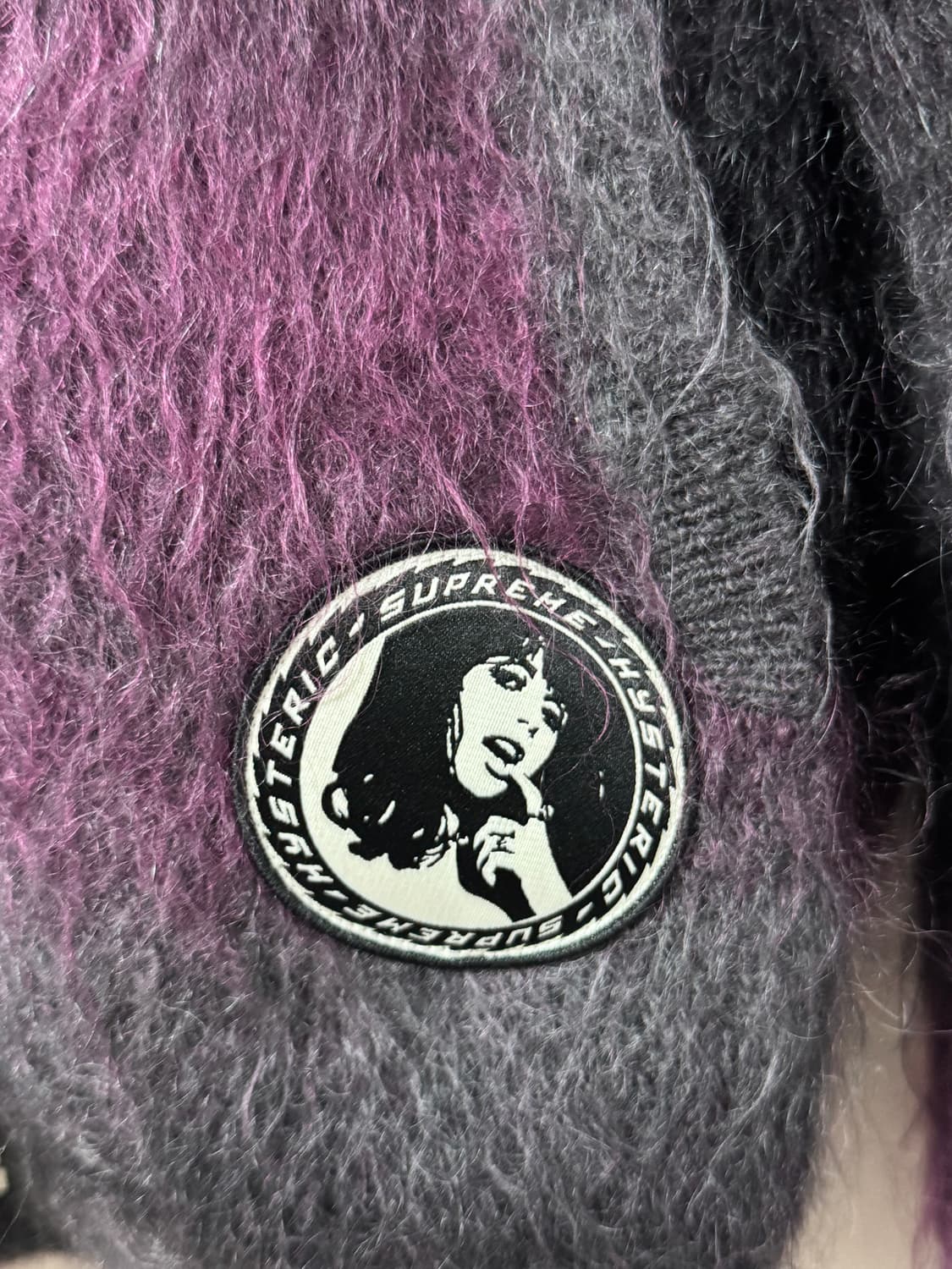 슈프림 x 히스테릭 글래머 모헤어 집업 후드 스웨터 블랙  상품이미지5