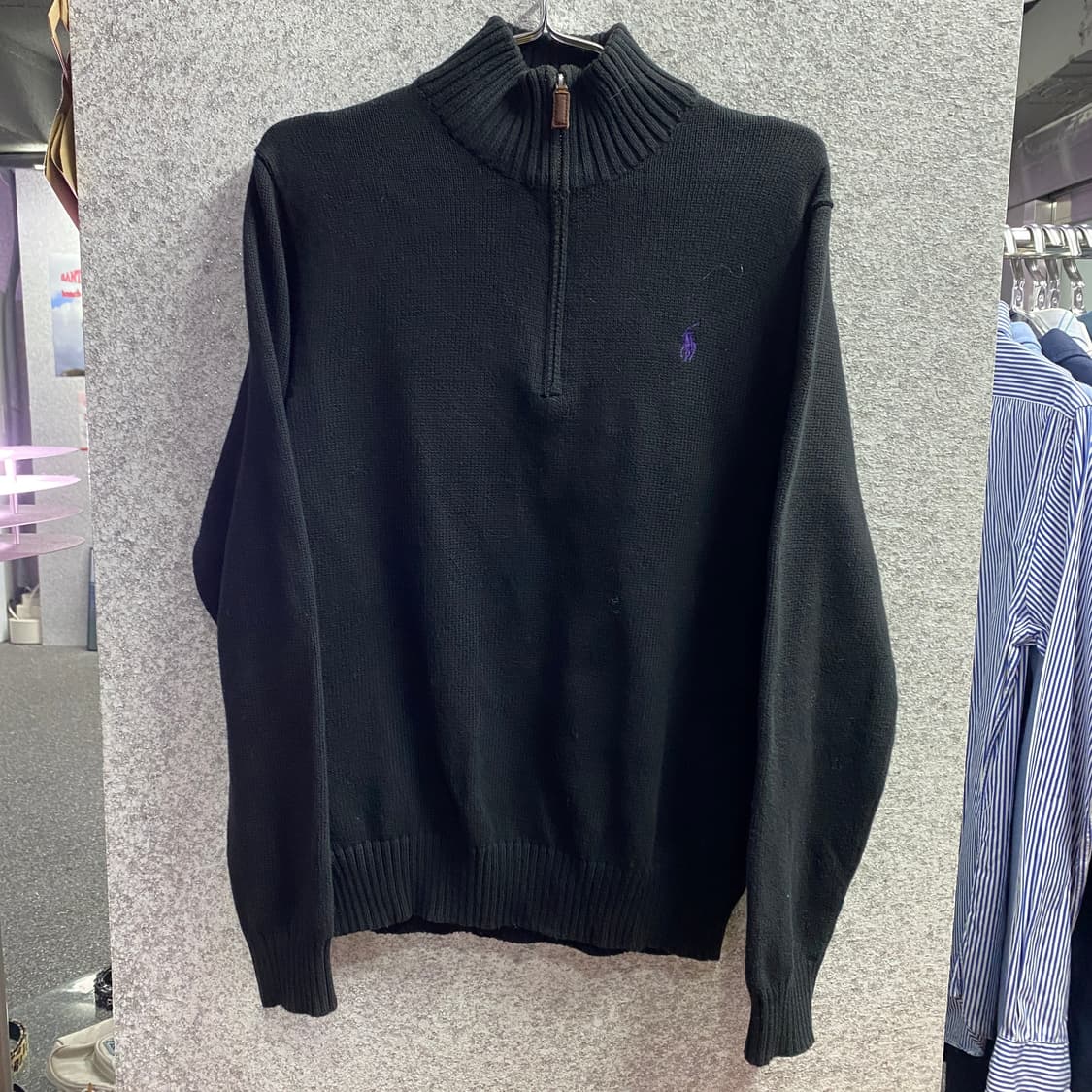 폴로 퍼플포니 블랙 하프 집업 니트 B3980 상품이미지2