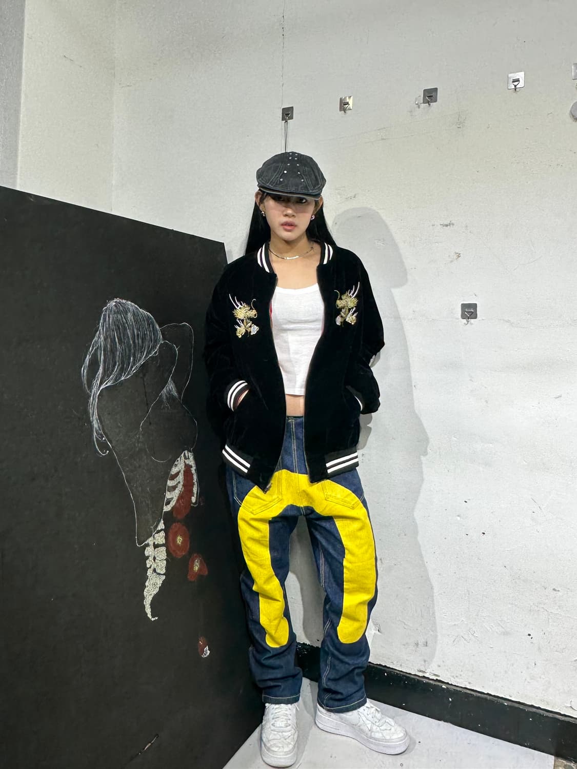 Jpn 일본빈티지 재패니즈 오리엔탈 빨검 양면 스카잔 자켓 상품이미지3