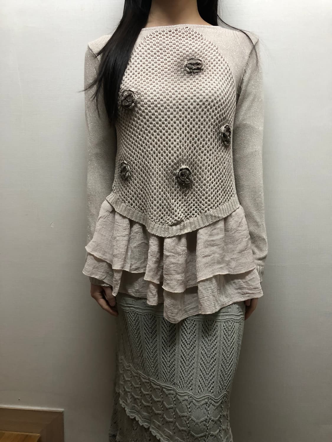 빈티지 라이트 그레이 프릴 원피스 상품이미지1