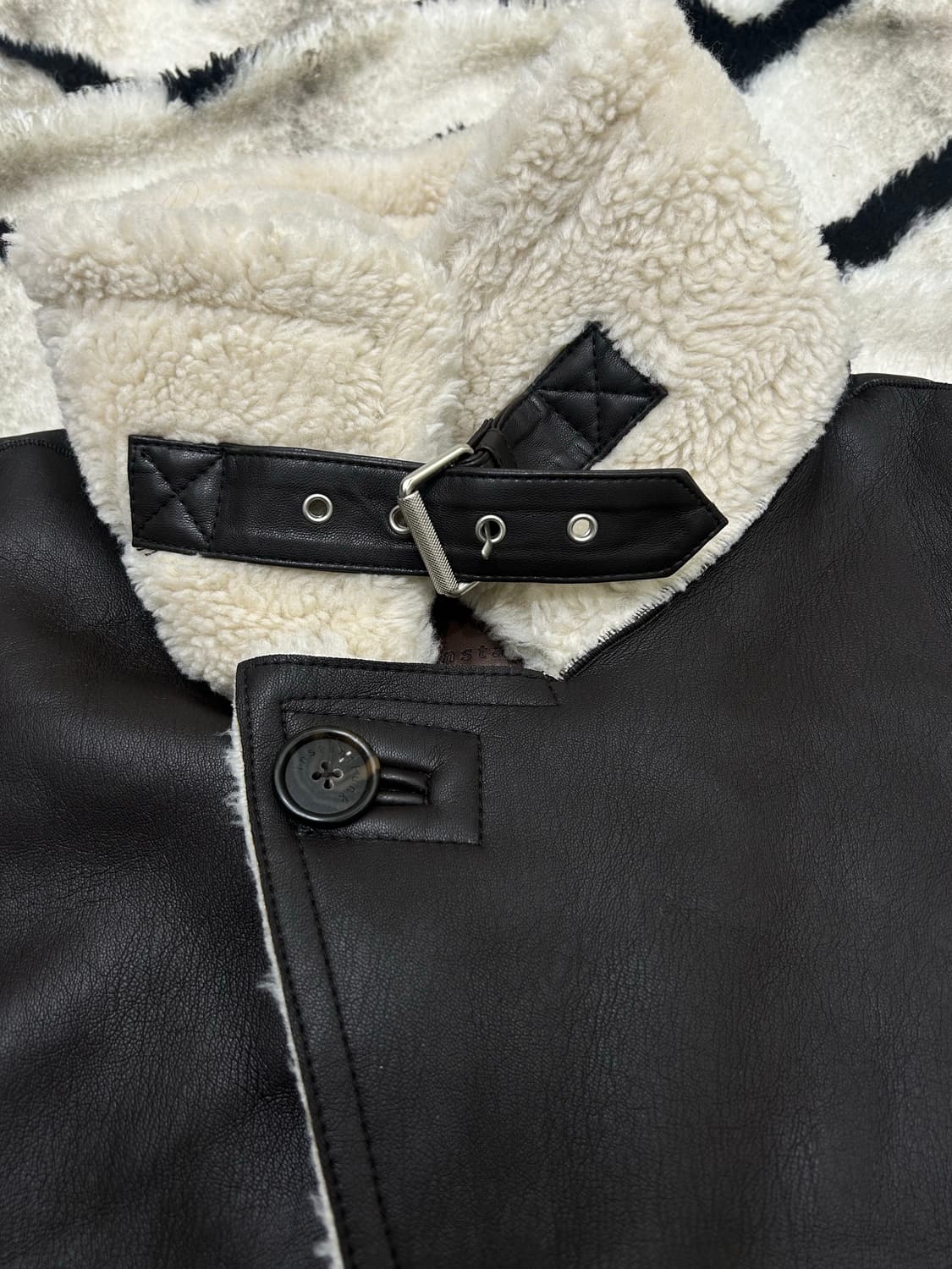 [3]인스턴트펑크 함성가죽 롱 무스탕/브라운 상품이미지4