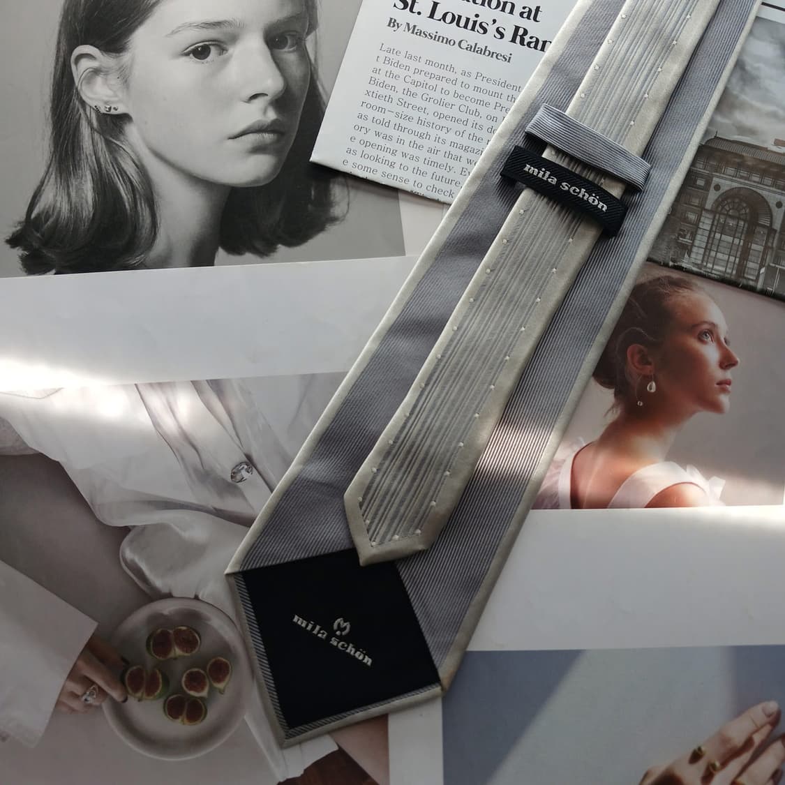 밀라숀 실크 실버 스트라이프 넥타이 9.4cm A등급 A18430
 상품이미지4