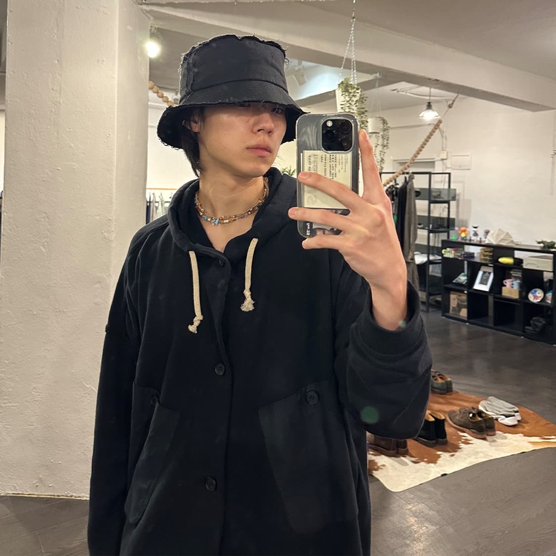 요지야마모토 디스트레스드 버킷햇 상품이미지3