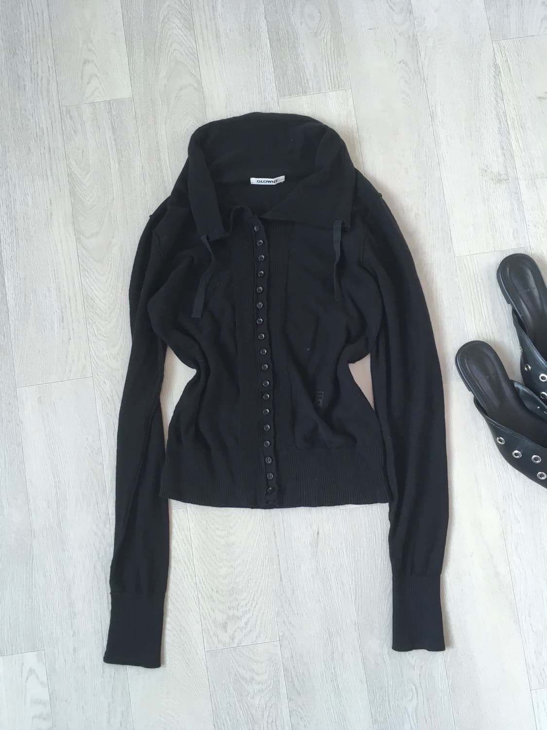 jpn vintage black slim button string kni 상품이미지1