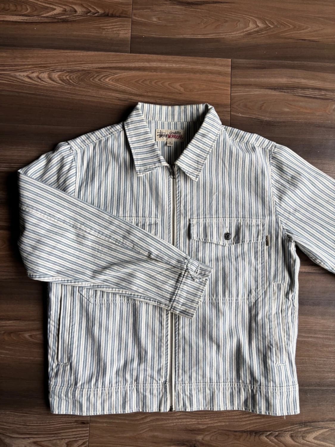 스투시 스트라이프 개러지 자켓 블루 S 상품이미지1