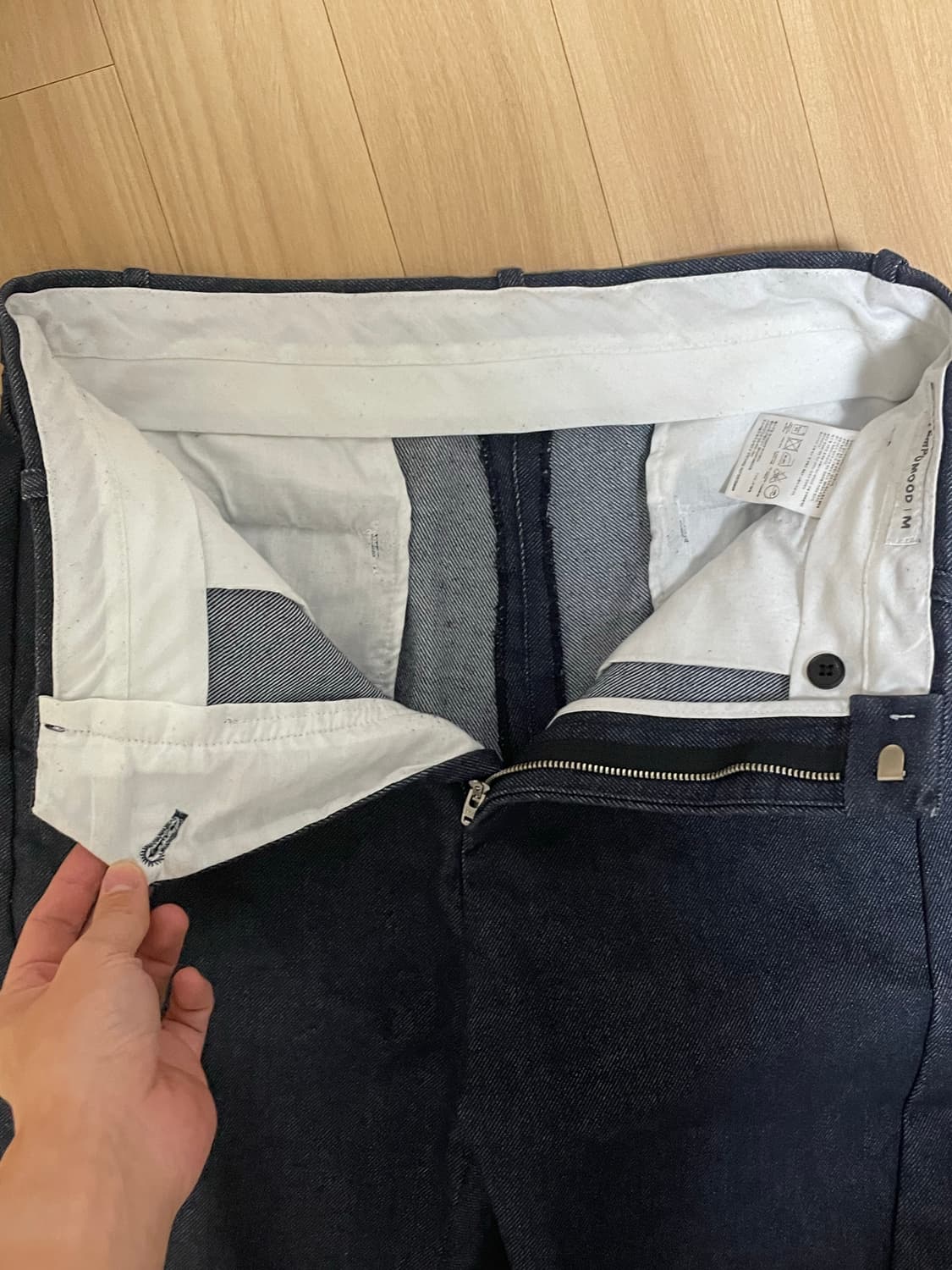 인템포무드 커브드 와이드 데님 팬츠 M 30 인디고 상품이미지2