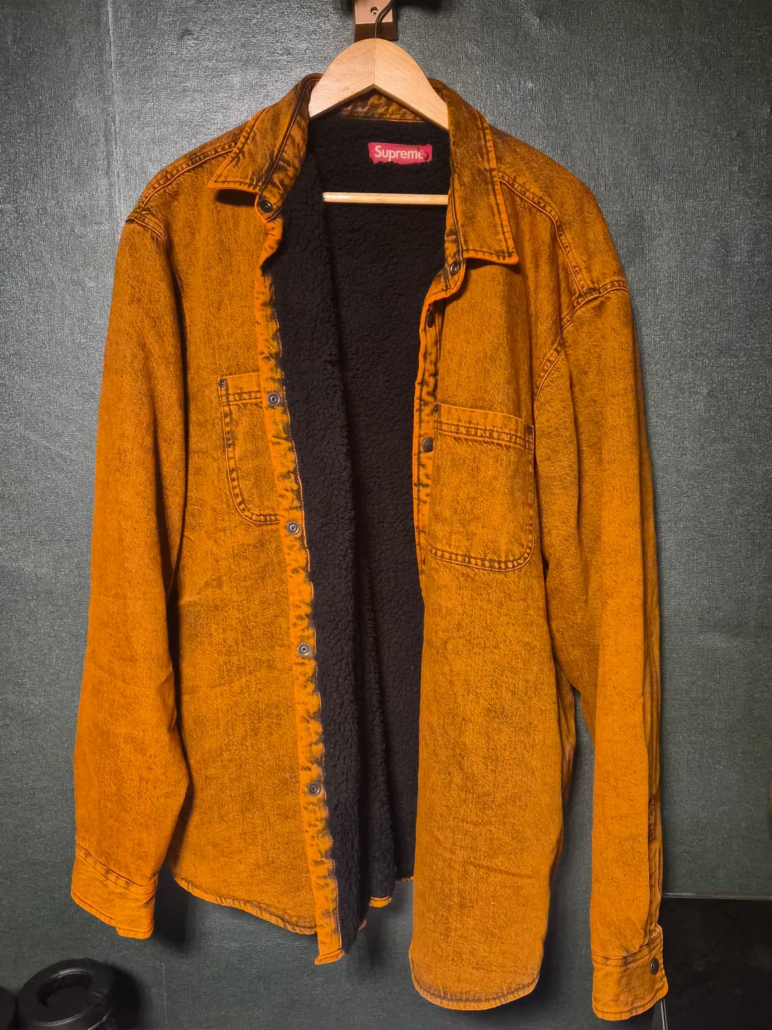 (XL)슈프림 셔링 라인드 데님 워크셔츠 오버다이드 오렌지 팝니다 상품이미지1