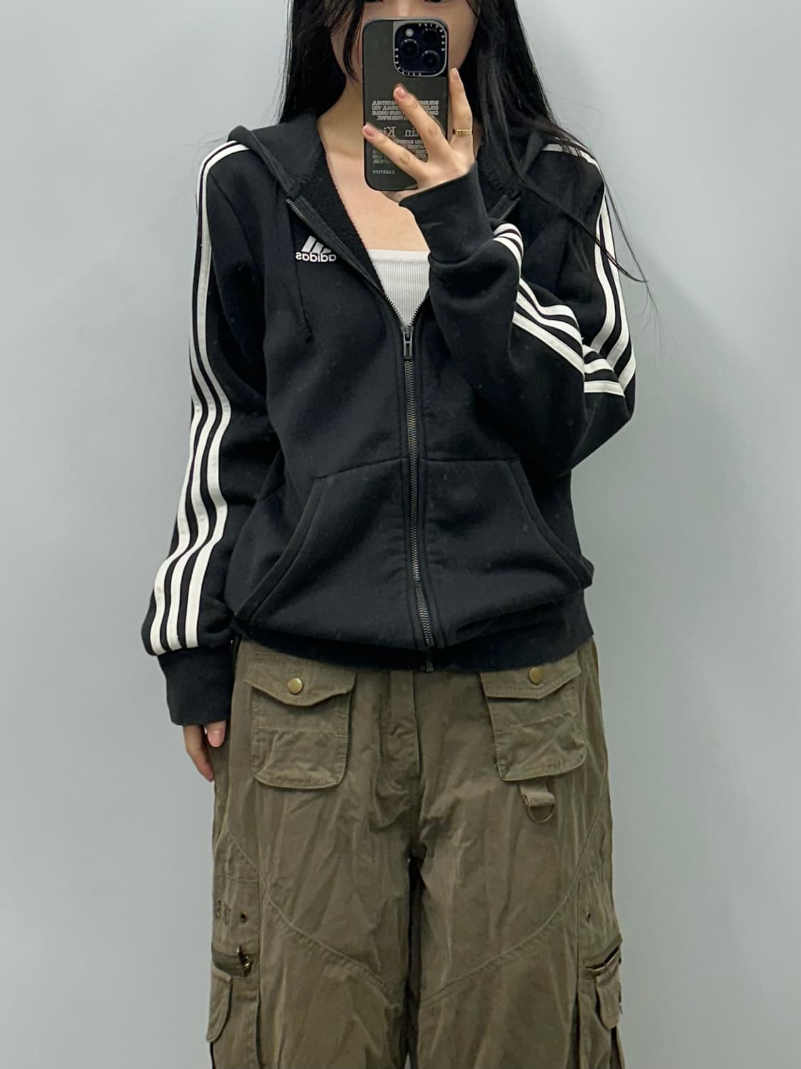 아디다스 블랙 사이드라인 후드집업 상품이미지1