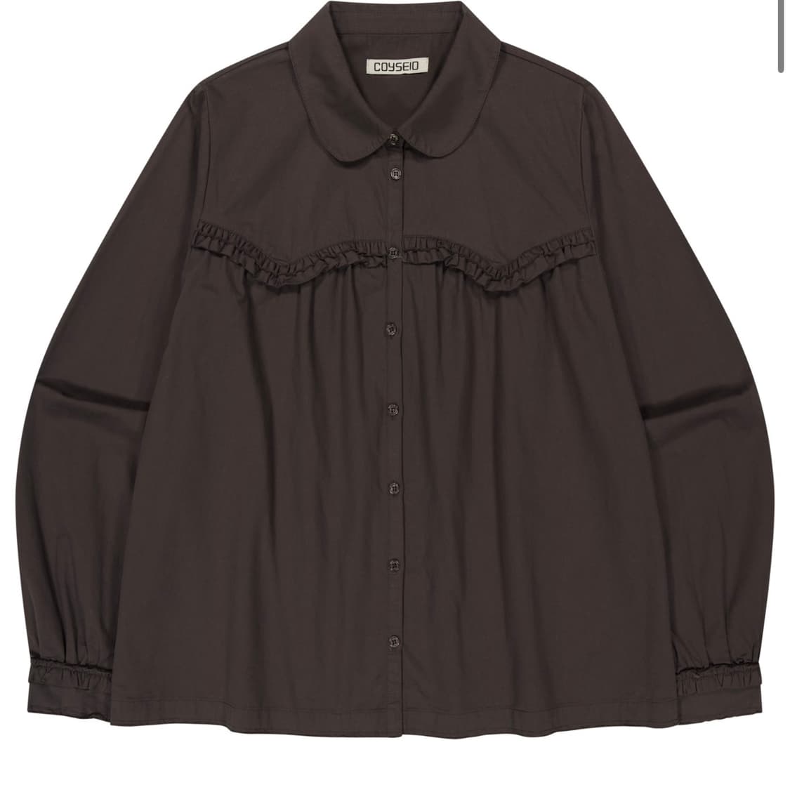 코이세이오 러프 프릴 셔츠 브라운 ROUGH CUT FRILL SHIRT 상품이미지1