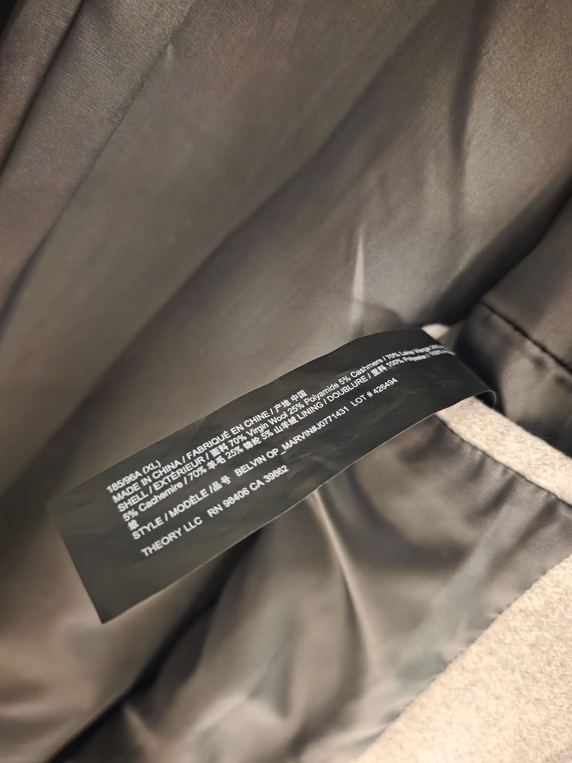 띠어리 theory 캐시미어  울코트 XL사이즈 105~110 판매합니다 상품이미지7