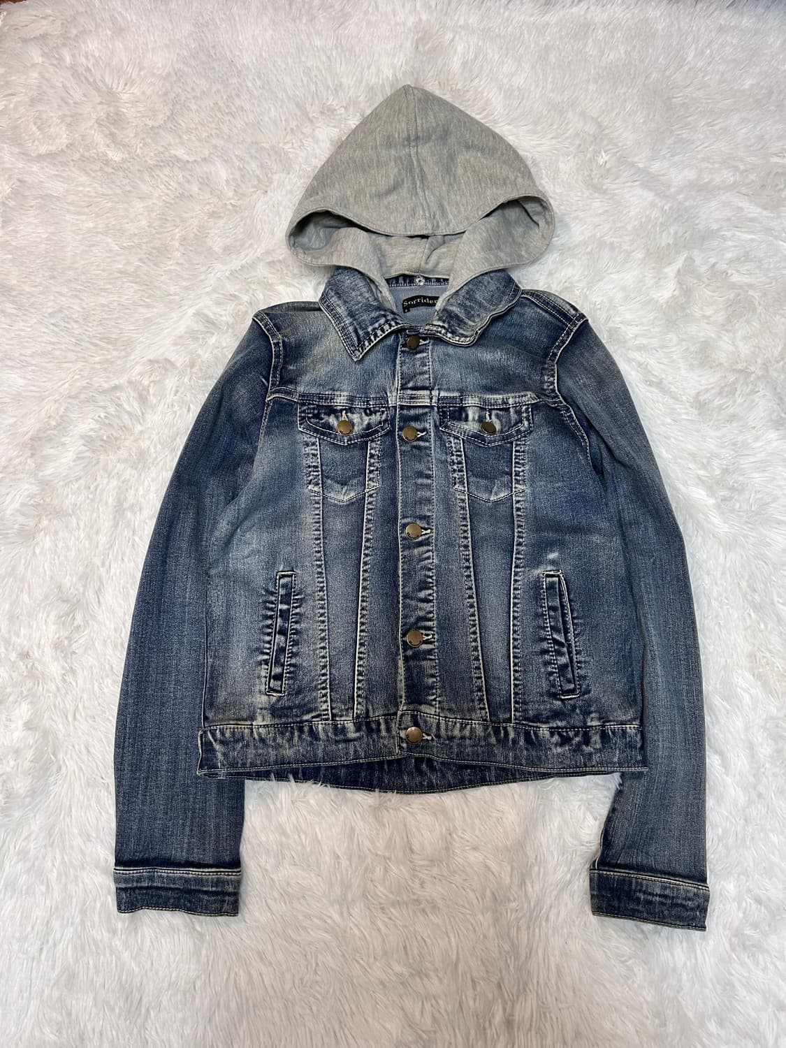 slim fit hood denim jacket 상품이미지1