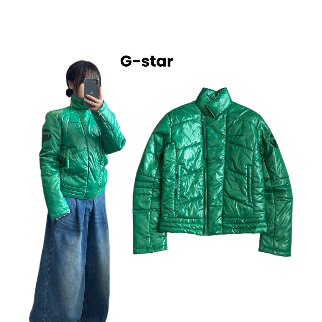 지스타 사선 하이넥 바이커 경량패딩 자켓 상품이미지1