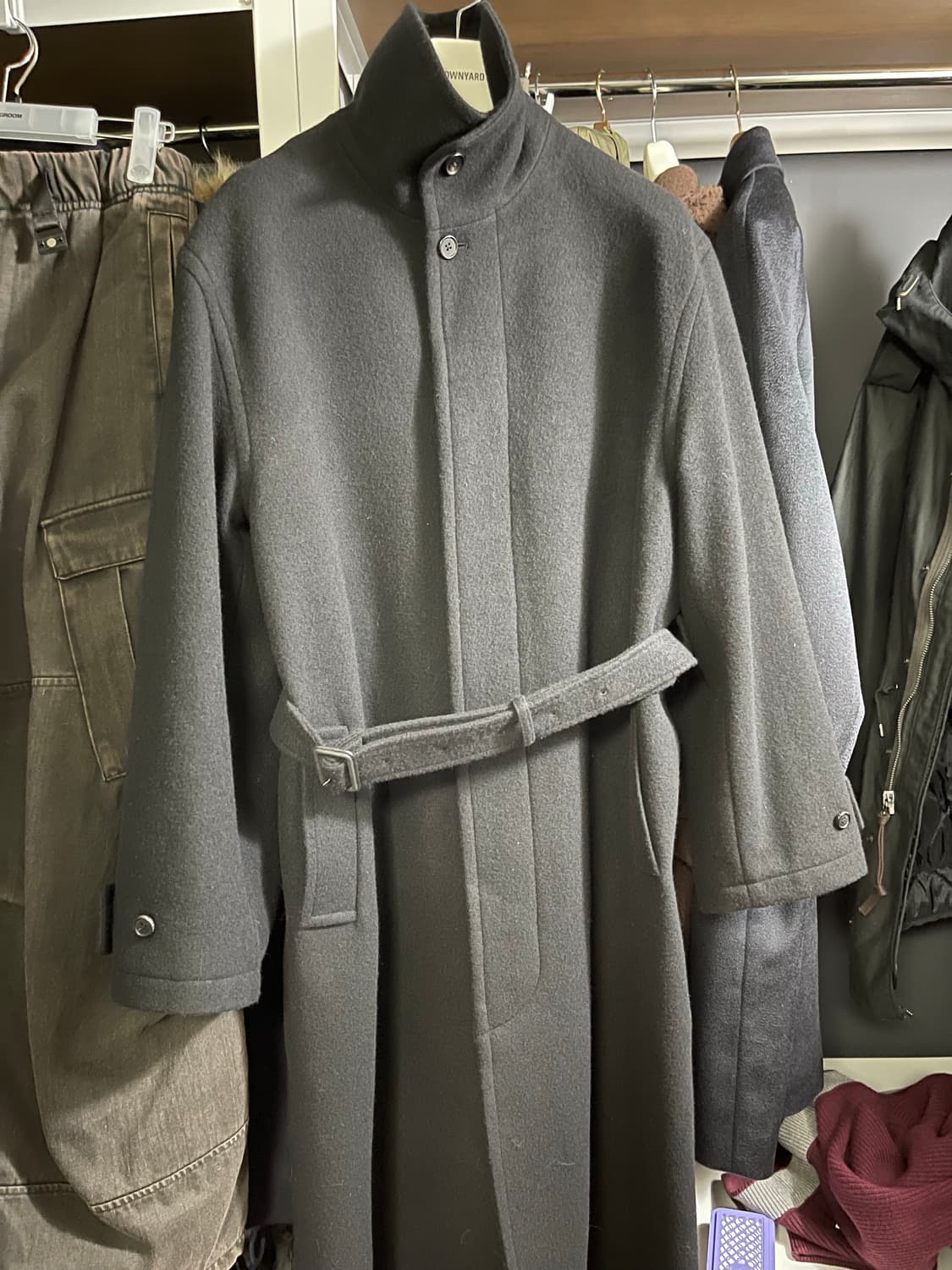 브라운야드 퓨어울 스탠드카라 코트 3사이즈 블랙 상품이미지1