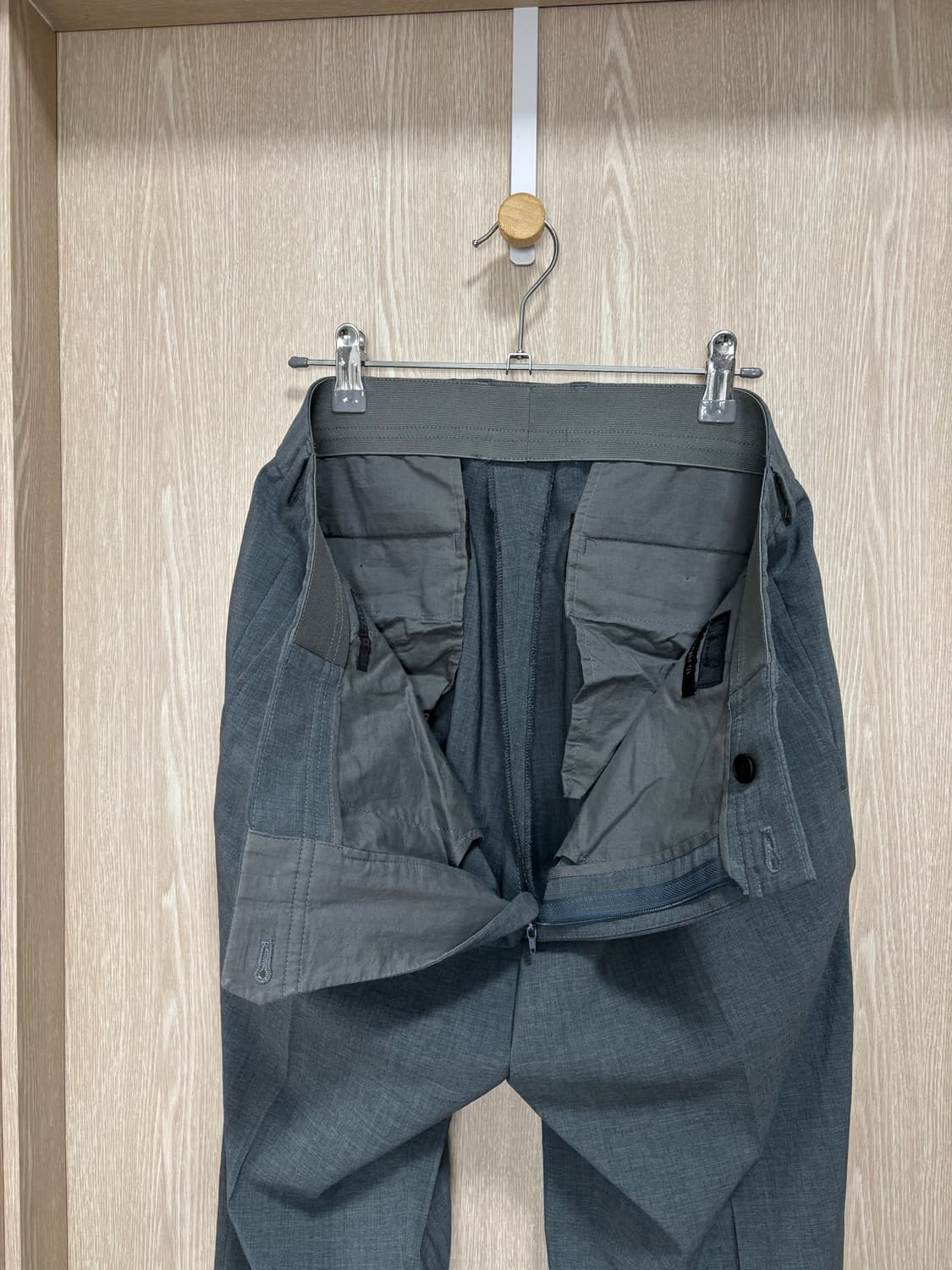 타임옴므 더젠틀 스트레이트핏 슬랙스86(34")/스모크그린 상품이미지4