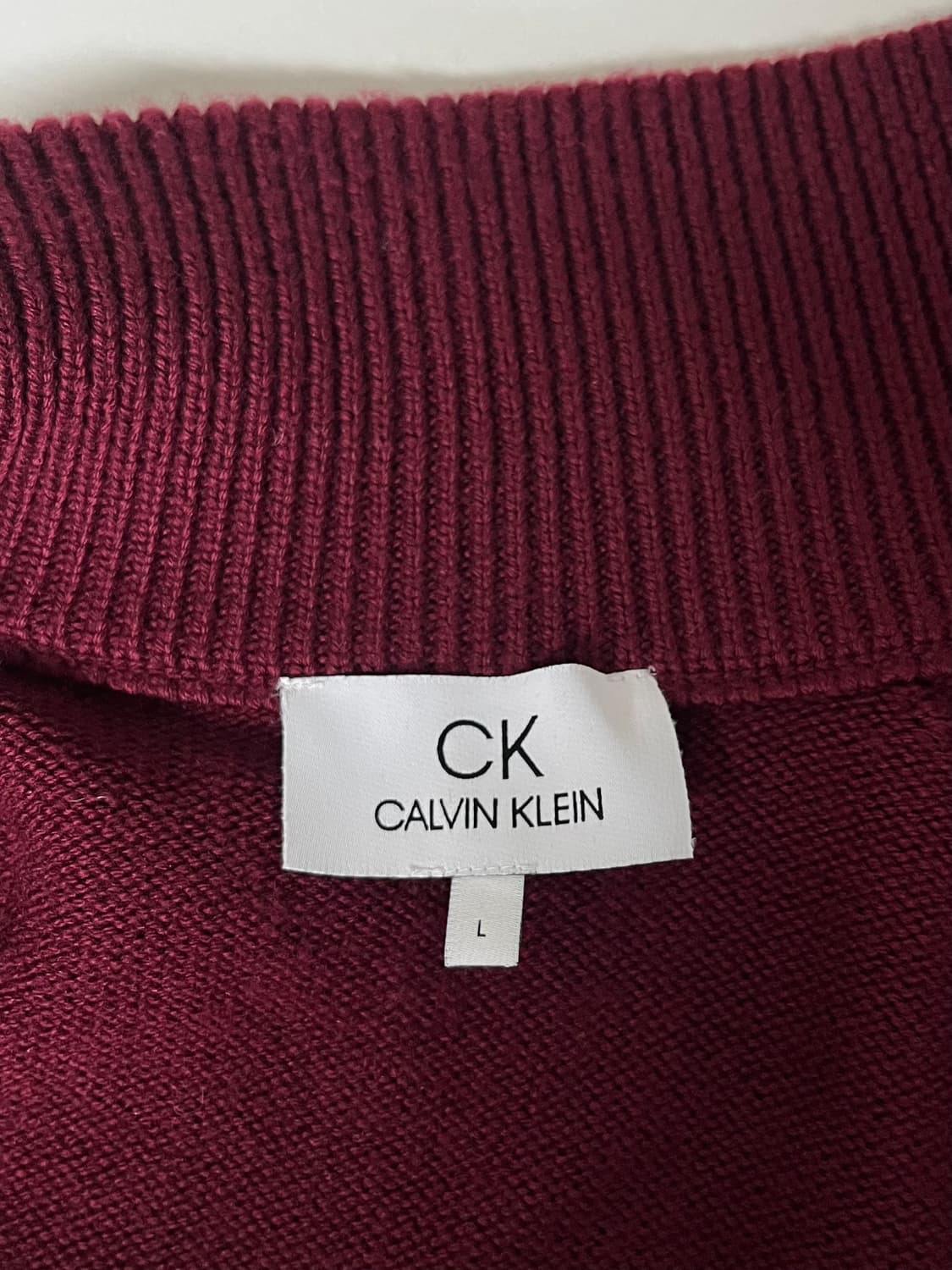 L) 캘빈클라인 CK 니트 집업 버건디 상품이미지4