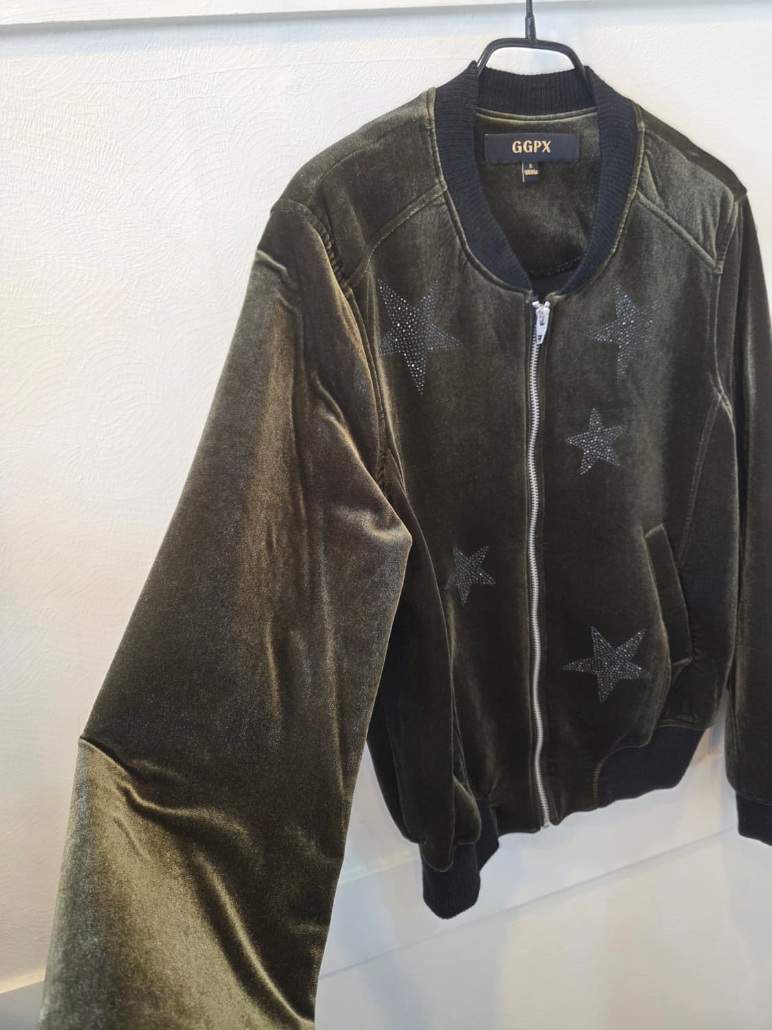 GGPX 올리브그린 벨벳 스타 아플리케 봄버 자켓 S 상품이미지4