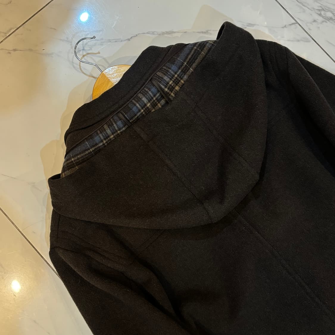 빈티지 브라운 떡볶이코트 후드코트 울혼방코트 모리 니혼진 너드  상품이미지2