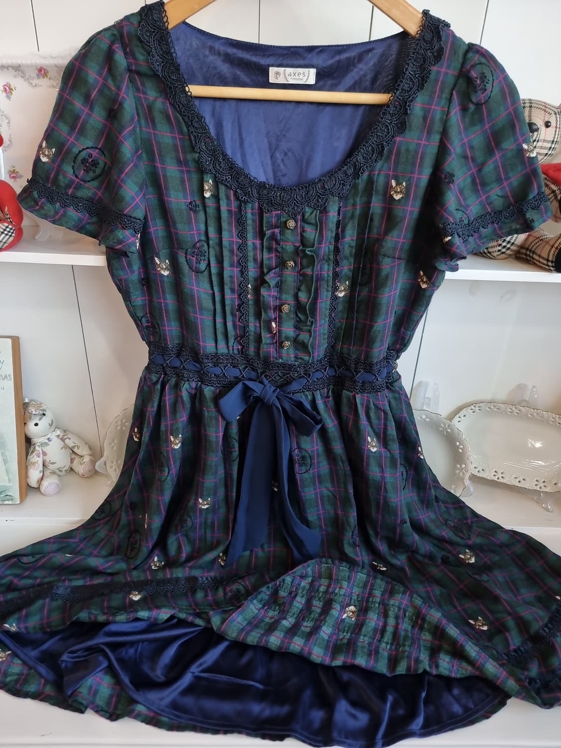 액시즈 팜 체크 리본 반팔 원피스 상품이미지7