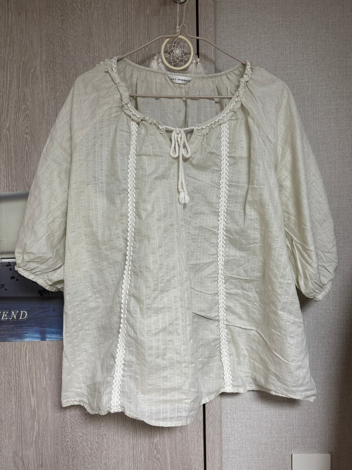 일본빈티지 a.v.v standard 베이지 스트라이프 모리 블라우스 상품이미지1