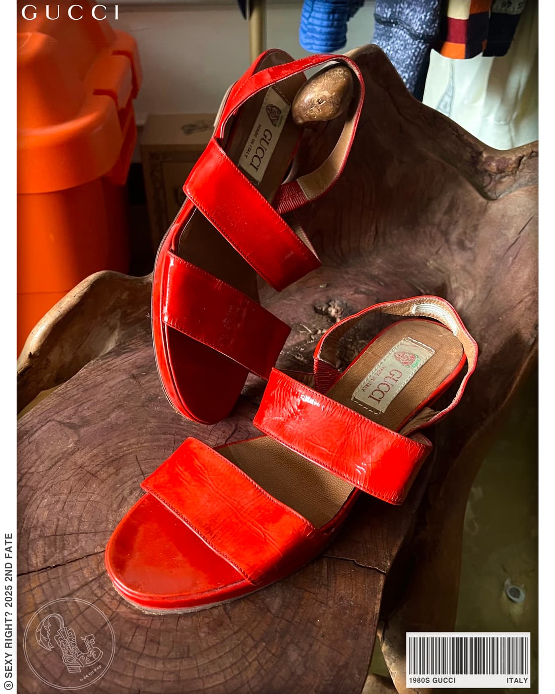 1980s GUCCI Red Patent Leather Sandals 상품이미지1