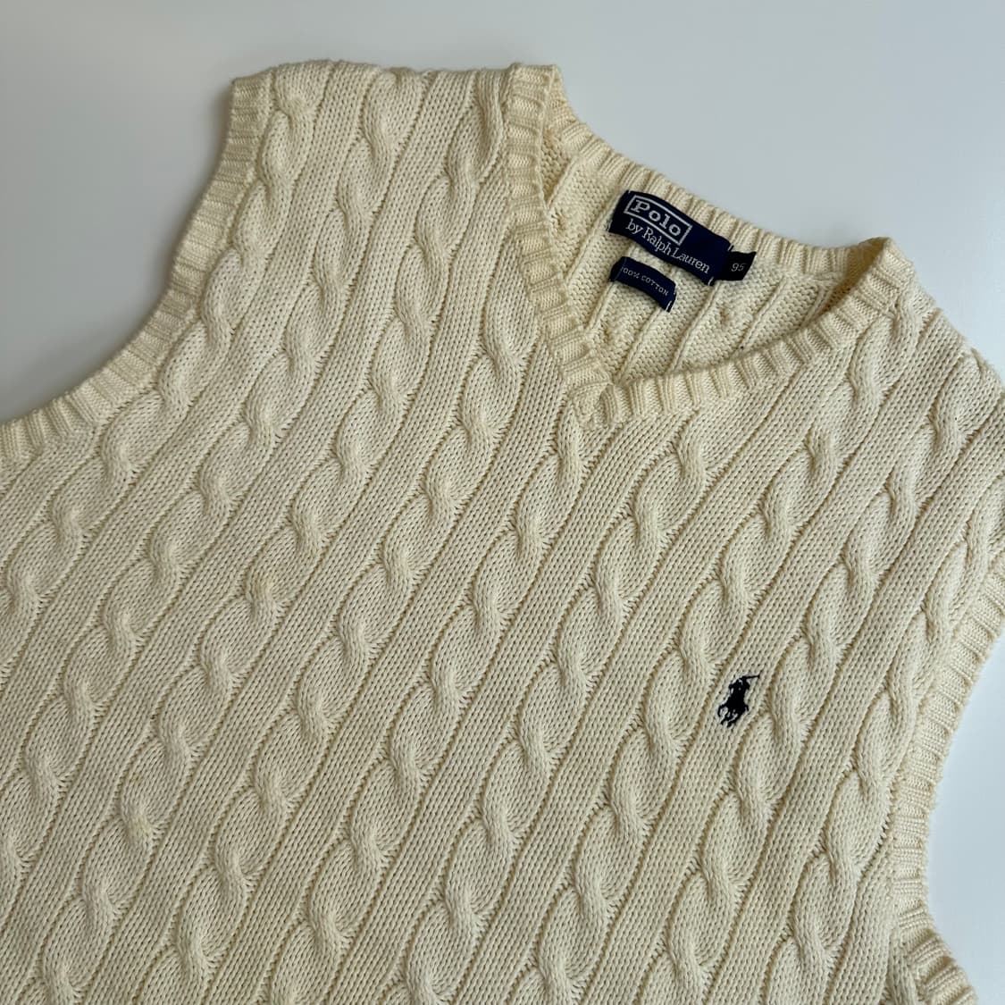 폴로 크림화이트 코튼 케이블 베스트 상품이미지3