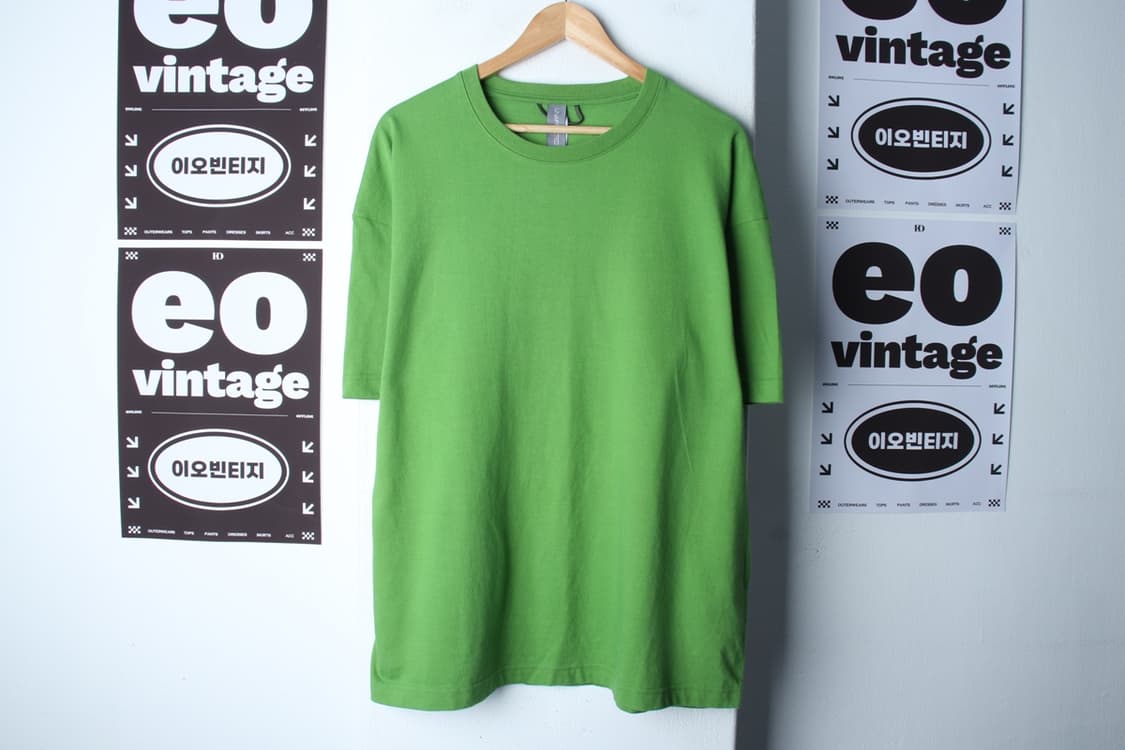 (L-2XL) 언어펙티드 반팔 티셔츠 오버핏 그린 올드스쿨-H32027 상품이미지2