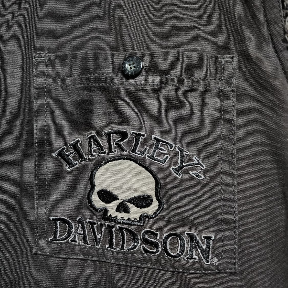 10's 빈티지 할리데이비슨 바이커 조끼 베스트 셔츠 자켓 상품이미지4