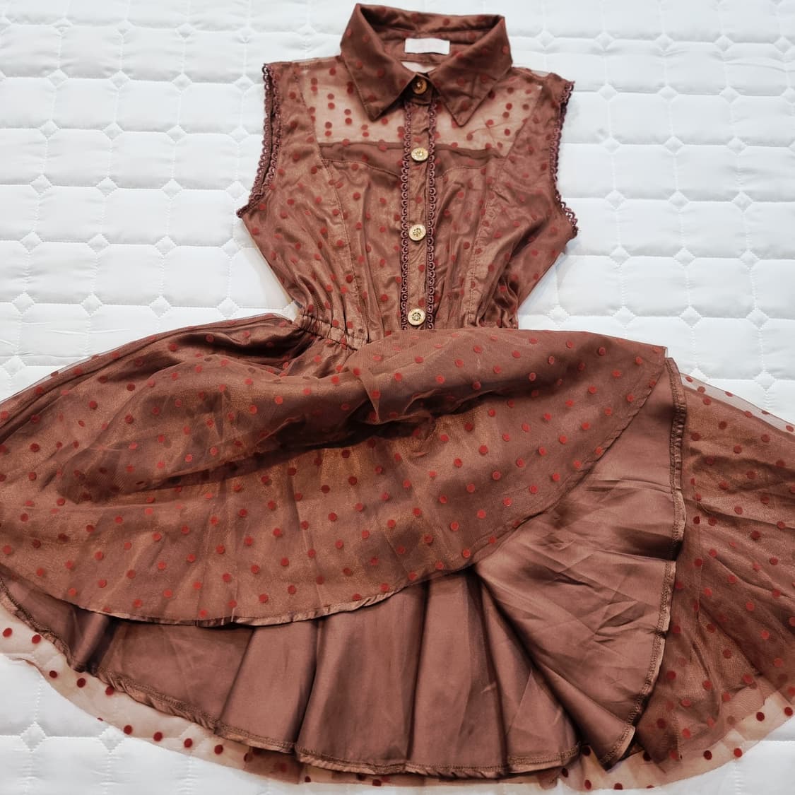 LIZ LISA(리즈리사)초콜릿 도트 시스루 원피스 상품이미지5