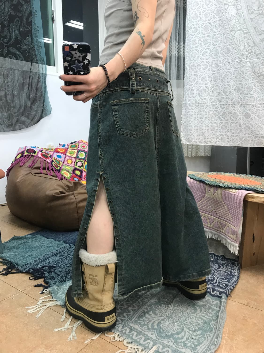 빈티지 여성 벨티드 데님 스커트  상품이미지2