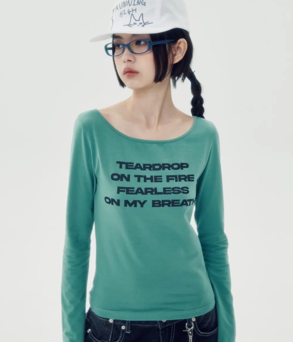 (새제품) 러닝하이 레터링 슬림 L/S 티 [그린] 상품이미지1