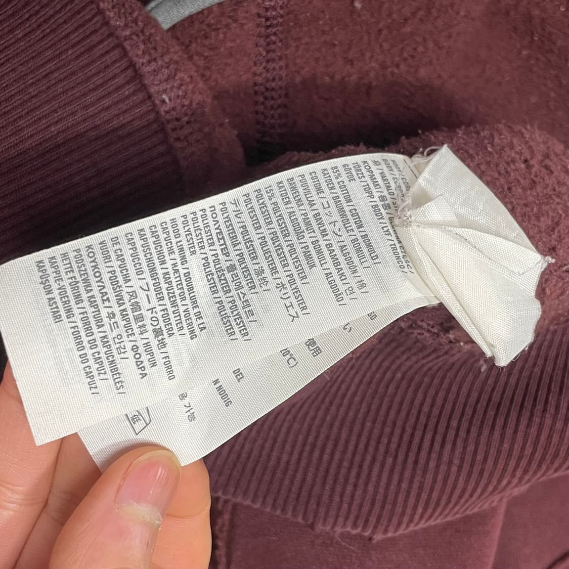 아베크롬비 스펠로고 버건디 기모 후드티셔츠 남성M 상품이미지4