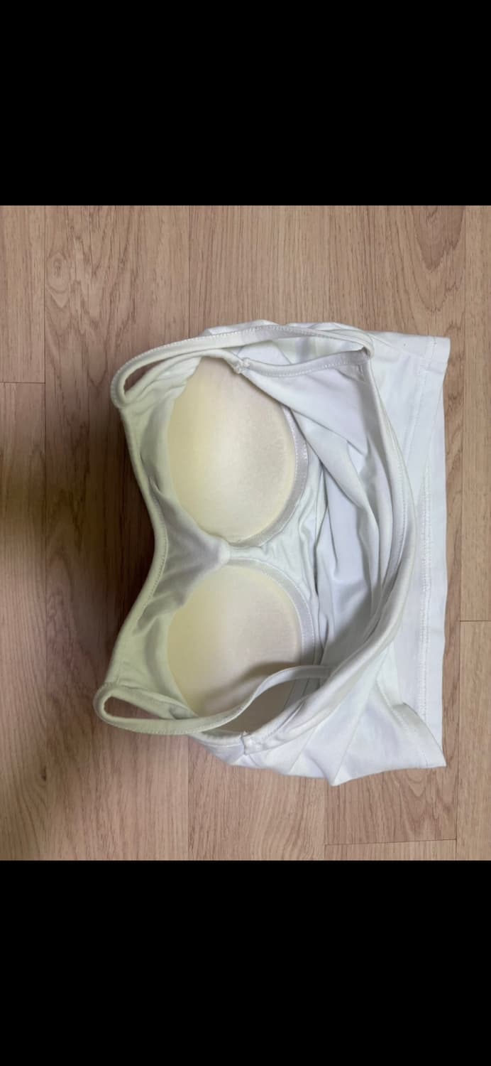 (무료배송) 블랙업 베이직 크롭 캡내장 나시 화이트 S 사이즈 브라 상품이미지7