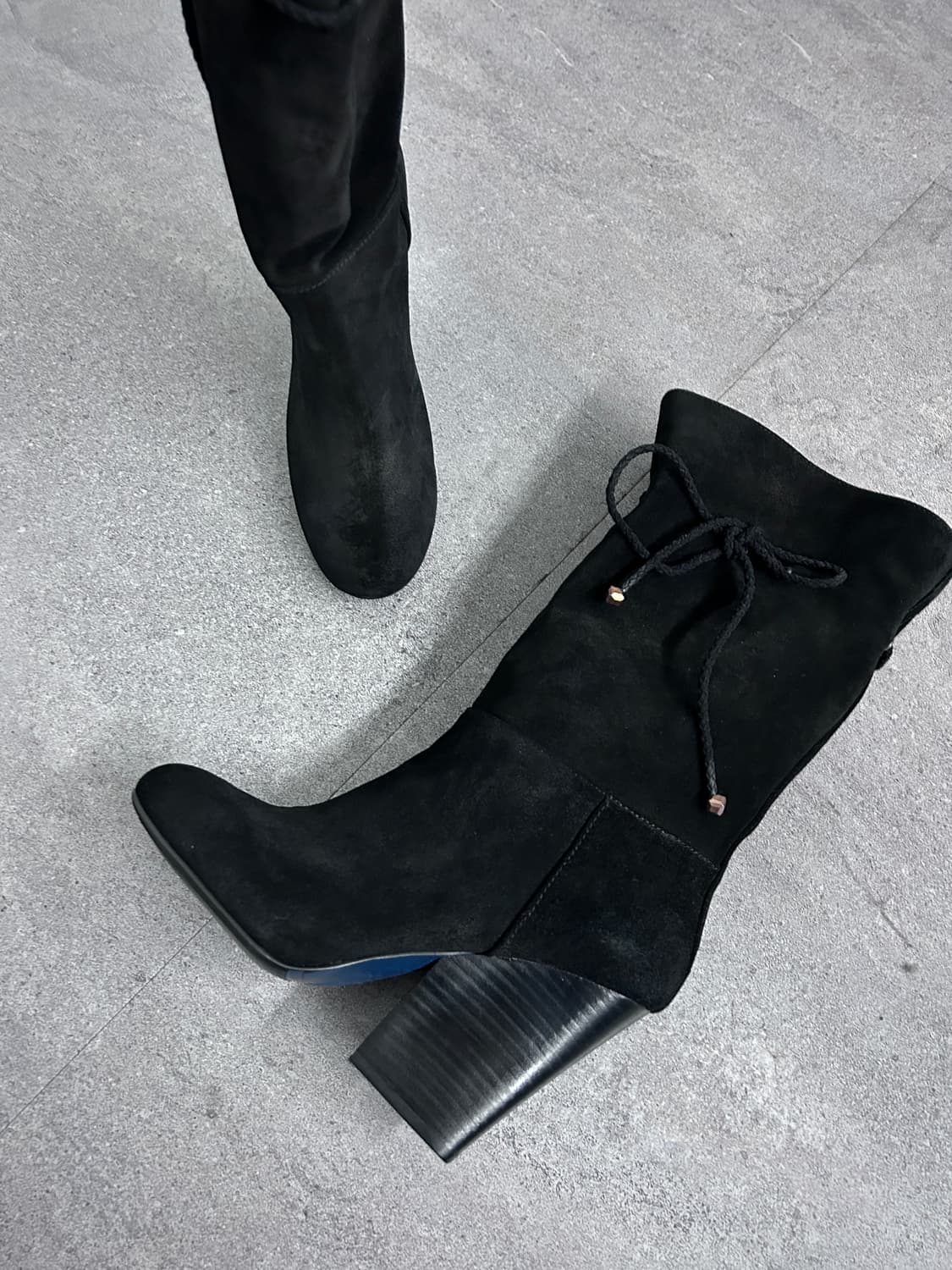 랑방 블랙 스웨이드 롱 부츠 상품이미지2