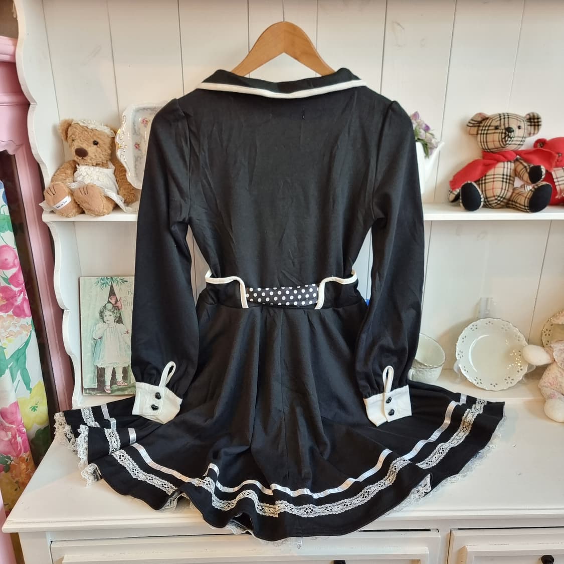 Tralala 트랄라라 빈티지 블랙 리본 셀러 원피스 상품이미지6