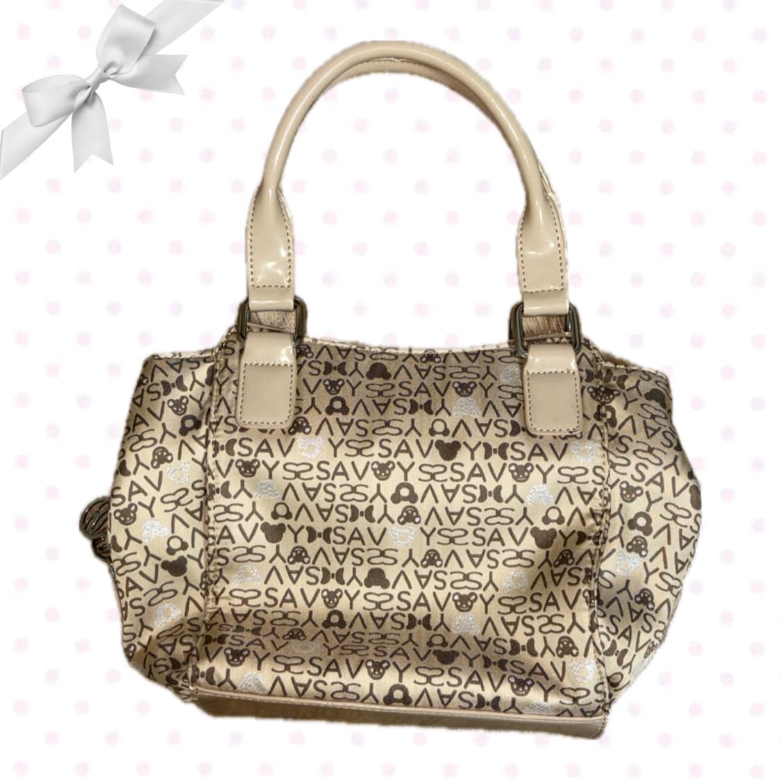 사보이 SAVOY 로고 패턴 토트백 + 곰돌이 키링 세트 가방 상품이미지4