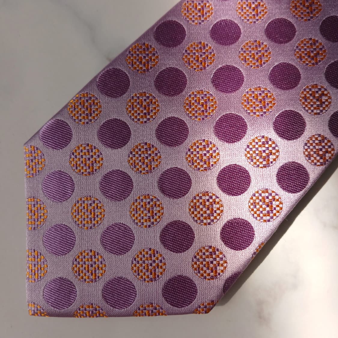 아쿠아스큐텀 퍼플핑크 도트 패턴 넥타이 9.2cm A+등급 E821 상품이미지7