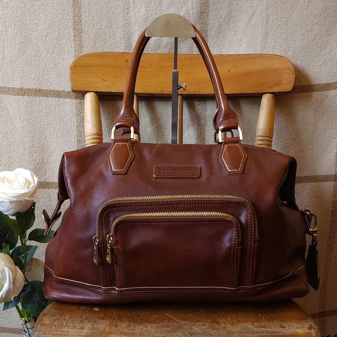 90s 롱샴 브라운레더 닥터백 핸드백 상품이미지1